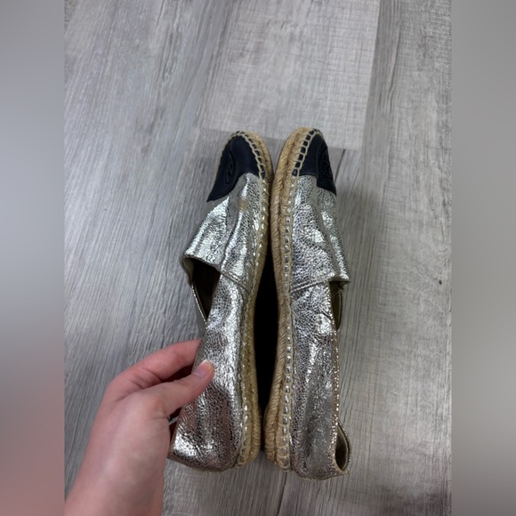 Tory Burch Silver Metallic Colorblock Espadrille Size 9.5 - Picture 9 of 12